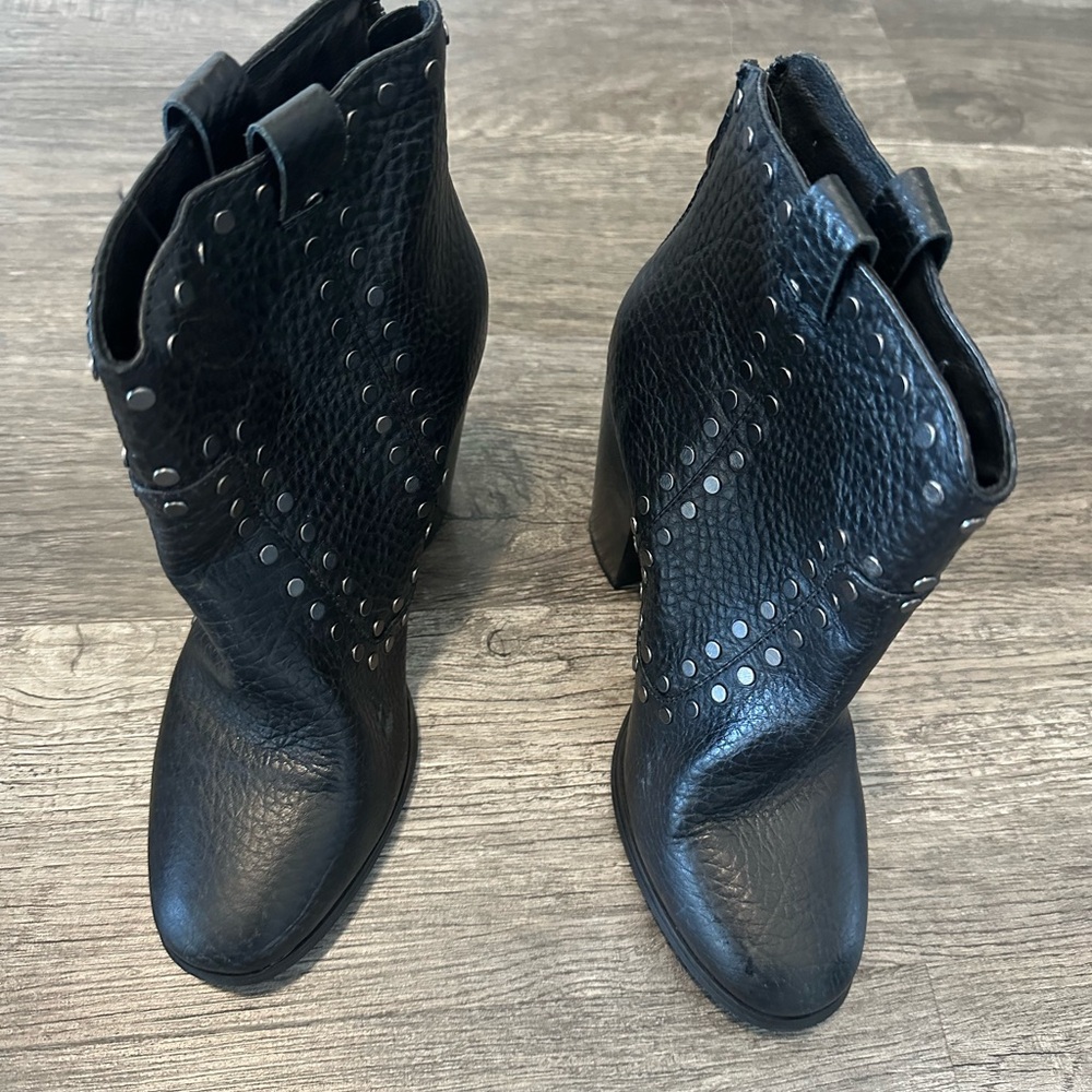 Lola Cruz black leather studded  Ankle Boots